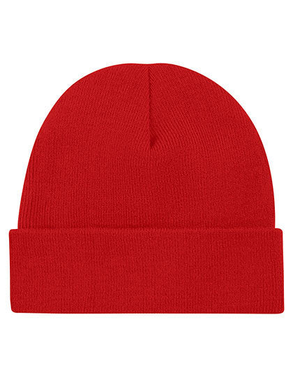 Strickmütze mit Patch - Rot