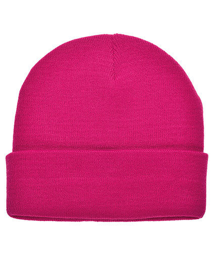 Strickmütze mit Patch - Rosa