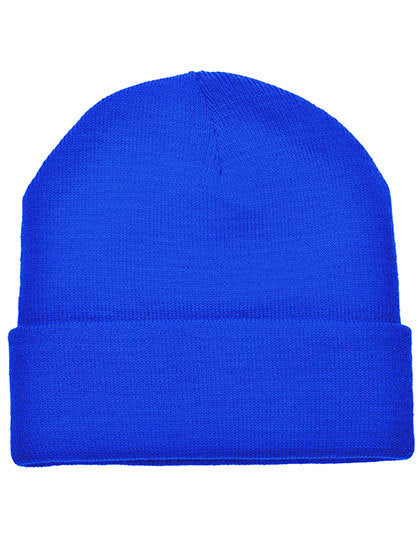 Strickmütze mit Patch - Königsblau