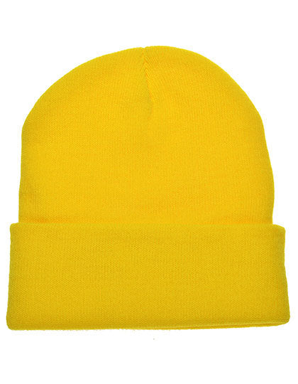 Strickmütze mit Patch - Gelb