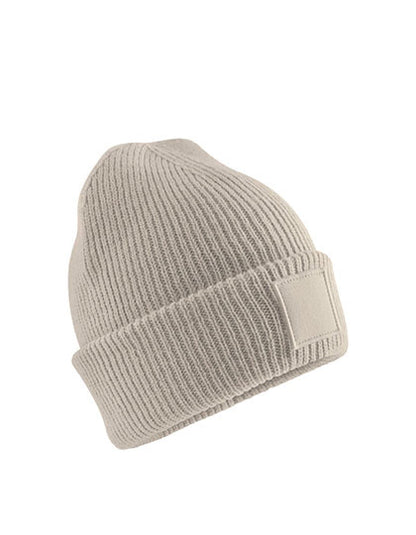 Kids Deep Cuffed Tonal Patch Beanie - Naturstein