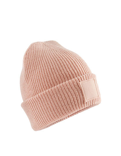 Kids Deep Cuffed Tonal Patch Beanie - Pfirsich
