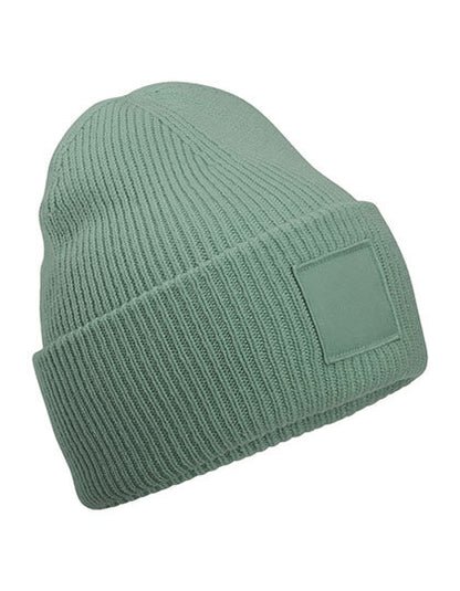 Deep Cuffed Tonal Patch Beanie - Staubiges Grün