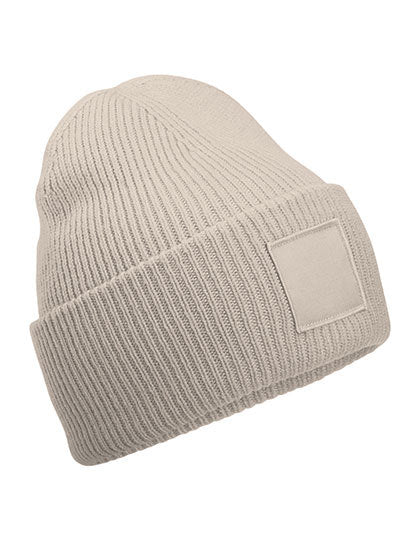 Deep Cuffed Tonal Patch Beanie - Naturstein