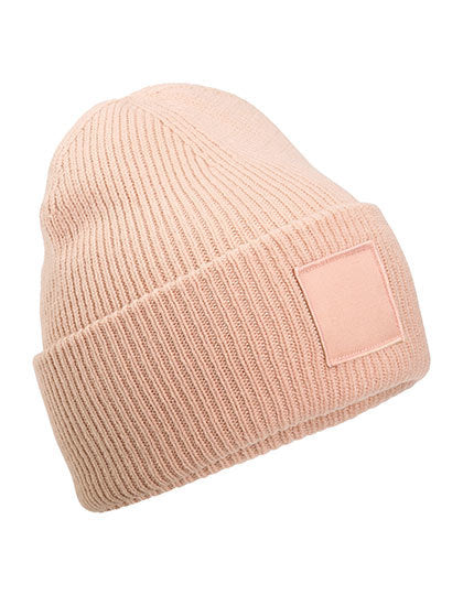 Deep Cuffed Tonal Patch Beanie - Pfirsich