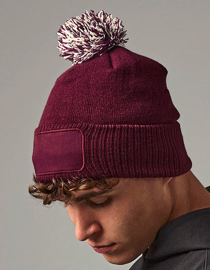 Snowstar® Patch Beanie - Flaschengrün  - Cremefarben