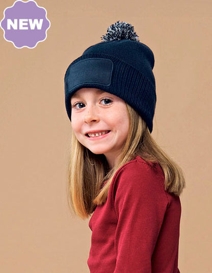 Kids Snowstar Patch Beanie - Schwarz - Graphitgrau