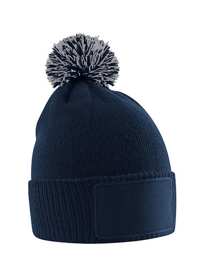 Kids Snowstar Patch Beanie - Französische Marine - Hellgrau