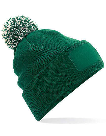 Snowstar® Patch Beanie - Flaschengrün  - Cremefarben