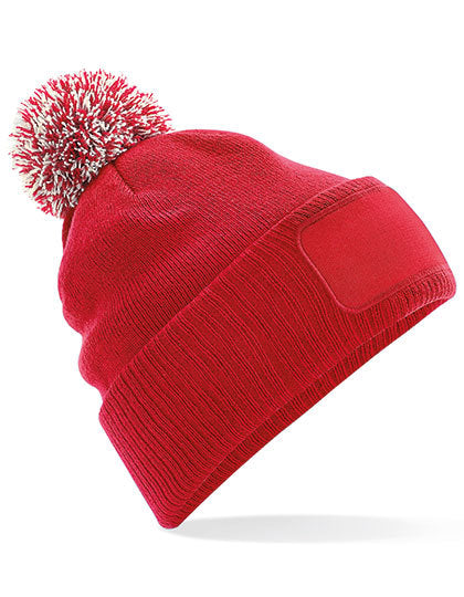 Snowstar® Patch Beanie - klassisches Rot - Cremefarben