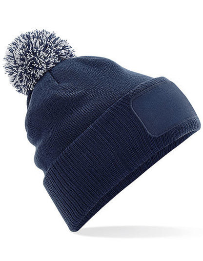 Snowstar® Patch Beanie - Französische Marine - Hellgrau