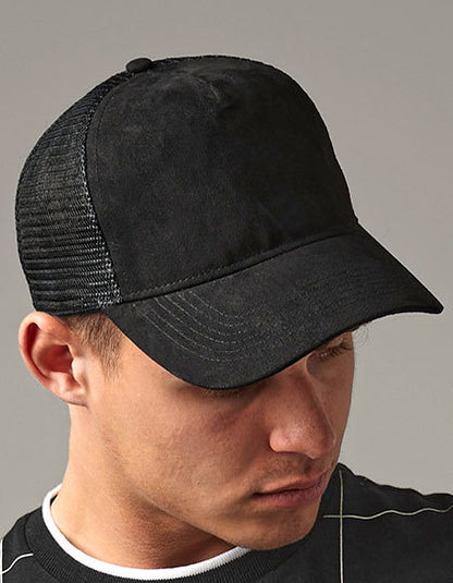 Suede Snapback Trucker - Schwarz