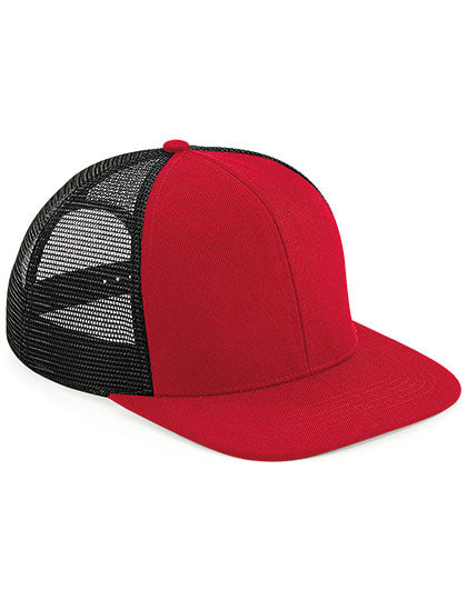 Original Flat Peak 6 Panel Trucker Cap - klassisches Rot - Schwarz