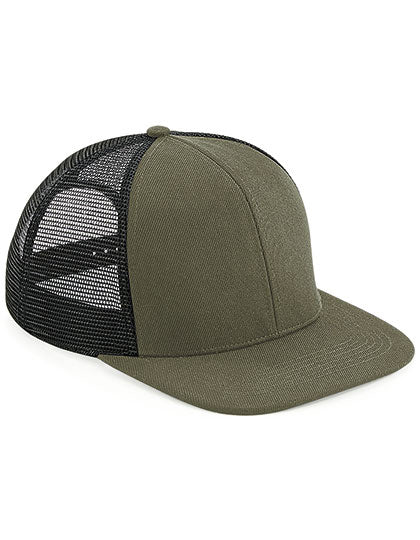 Original Flat Peak 6 Panel Trucker Cap - Olivgrün - Schwarz