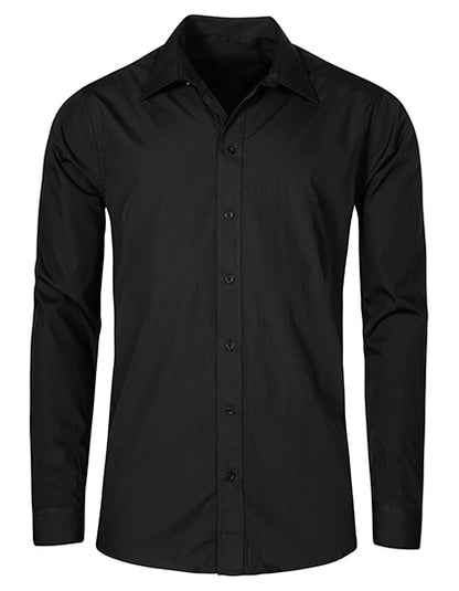 Men´s Poplin Shirt Long Sleeve-Schwarz