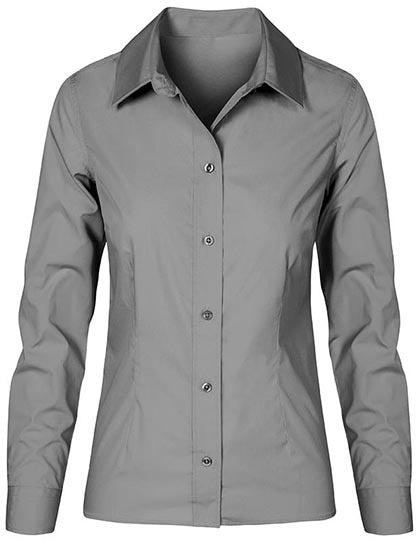 Women´s Poplin Shirt Long Sleeve-Stahlgrau (einfarbig)
