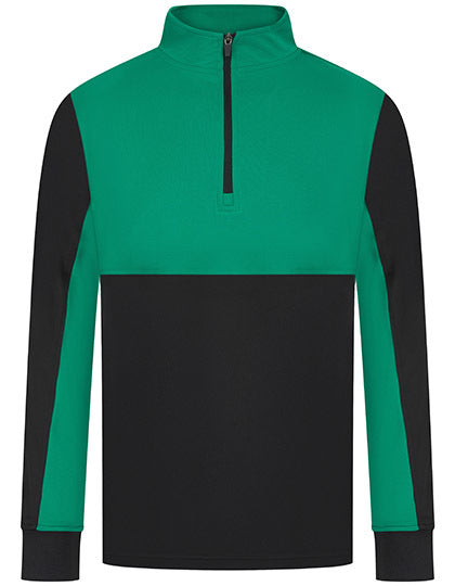 Adults 1/4 Zip Tracksuit Top - Schwarz - Smaragd