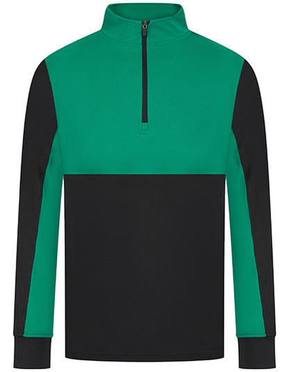Adults 1/4 Zip Tracksuit Top - Schwarz - Smaragd