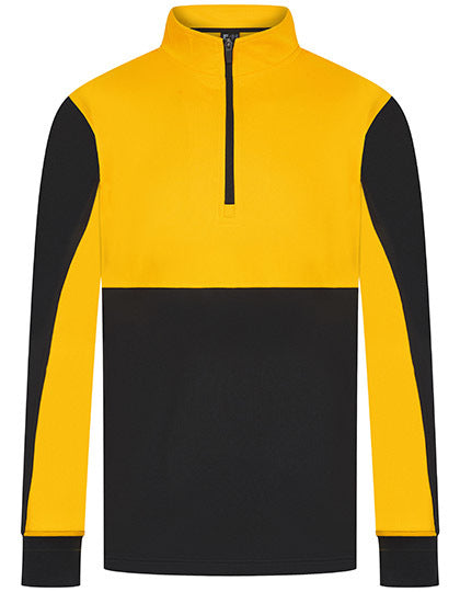 Adults 1/4 Zip Tracksuit Top - Schwarz - Gold