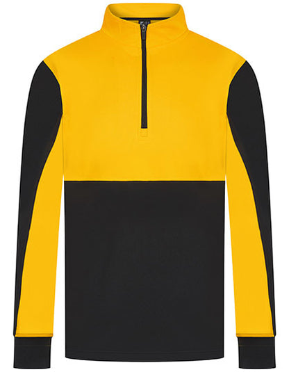 Adults 1/4 Zip Tracksuit Top - Schwarz - Gold