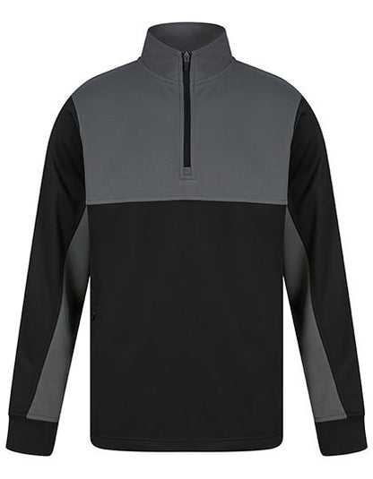 Adults 1/4 Zip Tracksuit Top - Rotguss- Schwarz