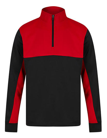 Adults 1/4 Zip Tracksuit Top - Rot  - Schwarz