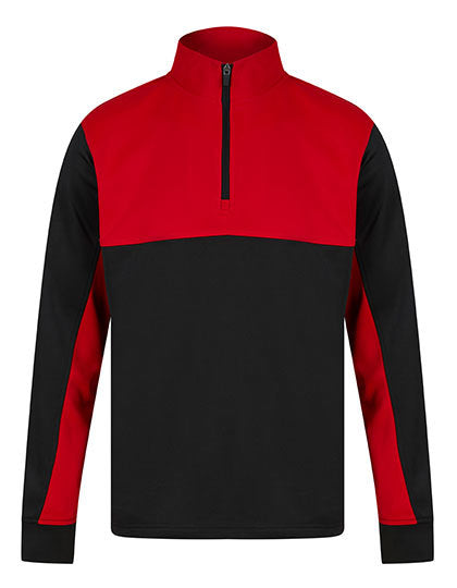 Adults 1/4 Zip Tracksuit Top - Rot  - Schwarz