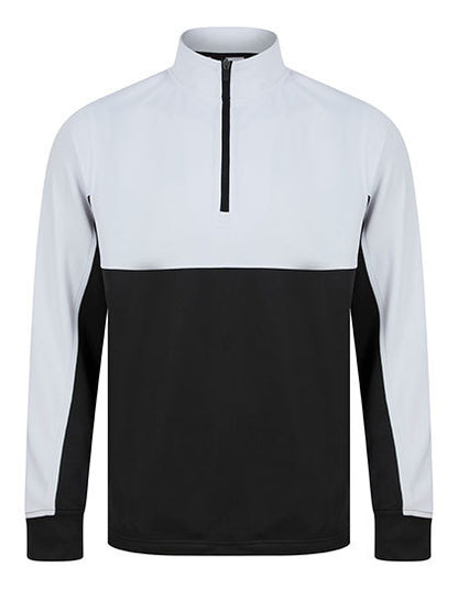 Adults 1/4 Zip Tracksuit Top - Weiss- Schwarz