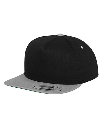 Classic 5 Panel Snapback Cap - Silber - Schwarz