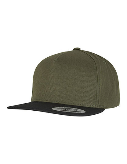 Classic 5 Panel Snapback - Olive - Schwarz