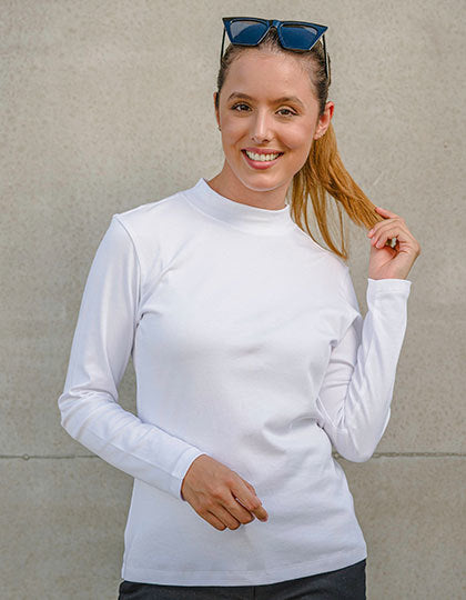 Women´s Premium Highneck Longsleeve Tees - Stein