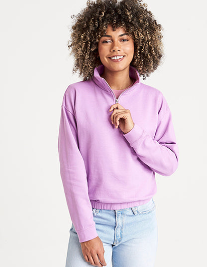 Women´s Cropped 1/4 Zip Sweat - Himmelblau