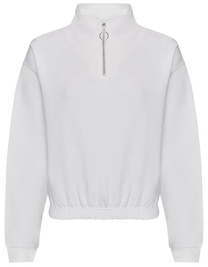 Women´s Cropped 1/4 Zip Sweat - Arktisches Weiß