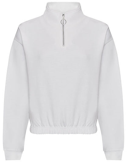 Women´s Cropped 1/4 Zip Sweat - Arktisches Weiß