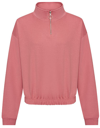 Women´s Cropped 1/4 Zip Sweat - Staubige Rose