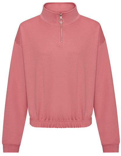 Women´s Cropped 1/4 Zip Sweat - Staubige Rose