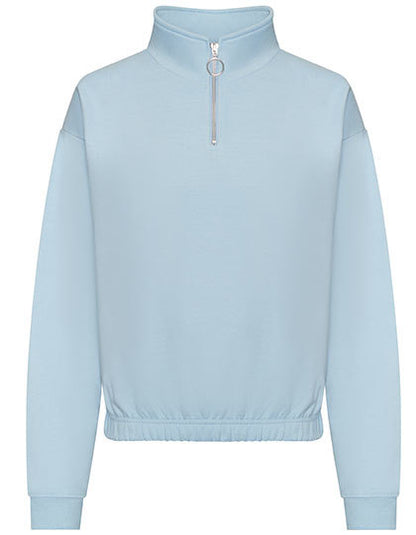 Women´s Cropped 1/4 Zip Sweat - Himmelblau