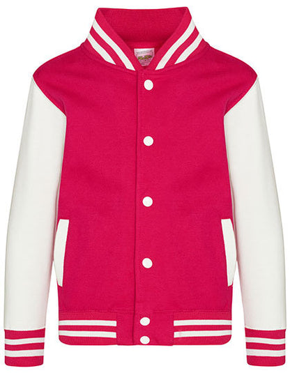 Kids´ Varsity Jacket - Heißes Rosa - Weiss
