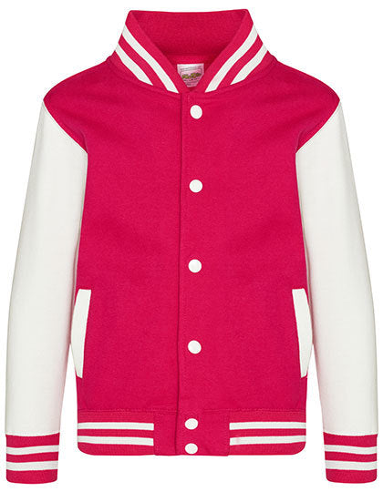 Kids´ Varsity Jacket - Heißes Rosa - Weiss