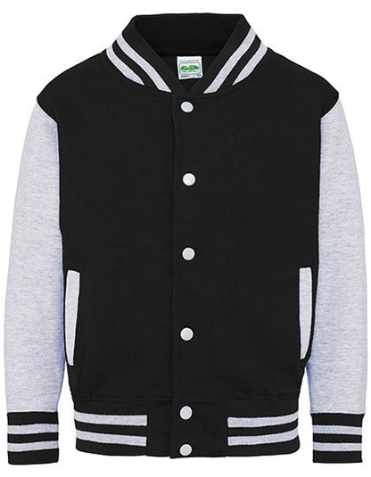 Kids´ Varsity Jacket - Tiefschwarz  - Heather Grey