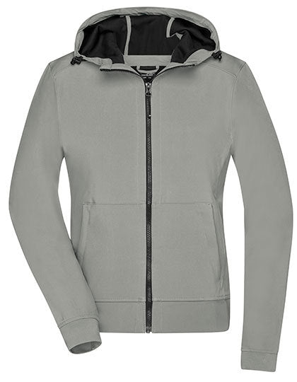 Ladies´ Hooded Softshell Jacket - Hellgrau - Schwarz