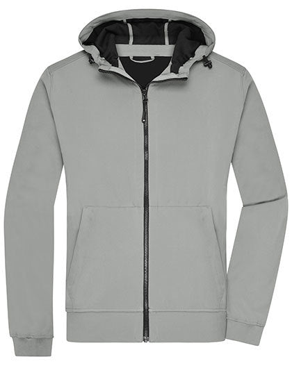 Men´s Hooded Softshell Jacket - Hellgrau  - Schwarz