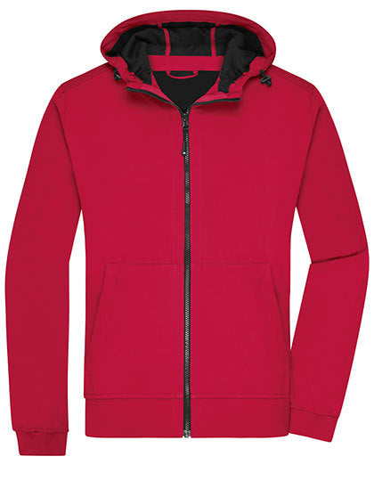 Men´s Hooded Softshell Jacket -  Rot - Schwarz