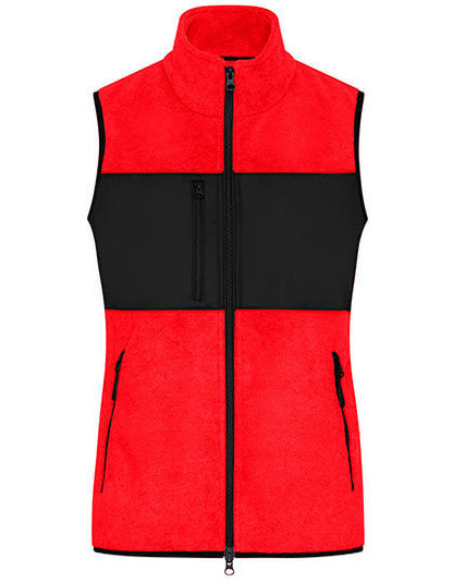 Ladies´ Fleece Vest-  Rot  - Schwarz