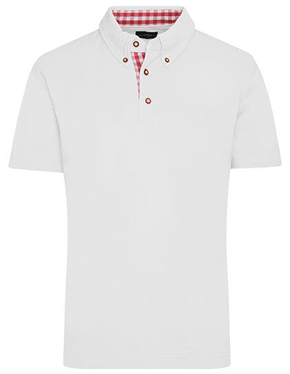 Men´s Traditional Polo - Weiss-  Rot