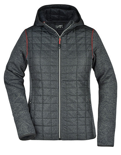 Ladies´ Knitted Hybrid Jacket- Graumelange  -  Anthrazit Melange