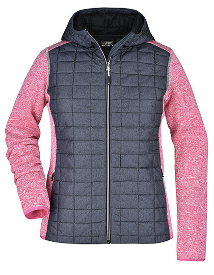 Ladies´ Knitted Hybrid Jacket-  Rosa Melange-  Anthrazit Melange