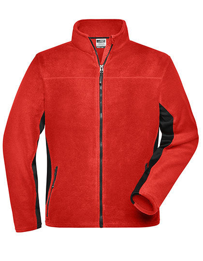 Men´s Workwear Fleece Jacket - Rot  -   Schwarz