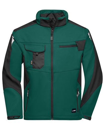 Workwear Softshell Jacket -STRONG-  Dunkelgrün  -Schwarz