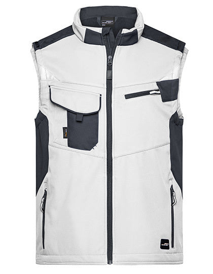 Workwear Softshell Vest -STRONG- Weiss- Kohlenstoff